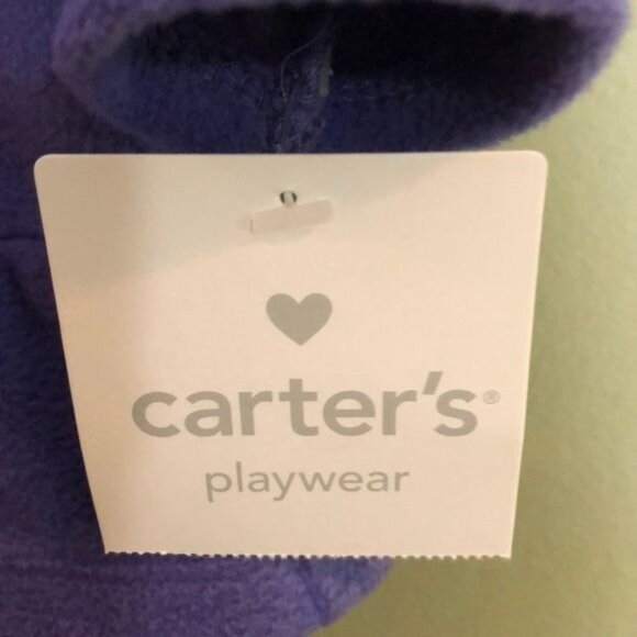 Carter's Purple Fleece Top (w/ Ruffles & Bear Applique) & Striped Pull on Pants - Picture 4 of 5